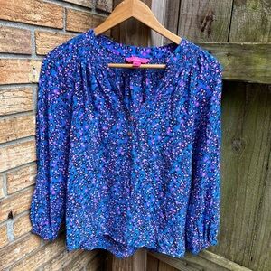 Lilly Pulitzer Blue and Pink Patterned Blouse